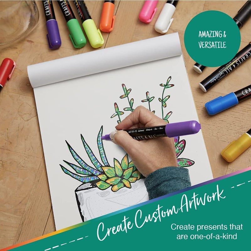Crafts 4 All Liquid Chalk Markers for Blackboard Signs, Bistro Menu, Car Window Glass - Dry Erase, Washable - 13 Colored Chalk Pens w/Reversible Tips & Tweezers - Bonus White Chalkboard Marker - Image 2
